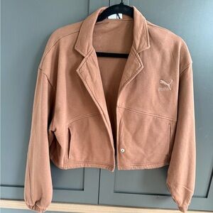 Puma Light Brown Crop Cardigan Sweatshirt • Small